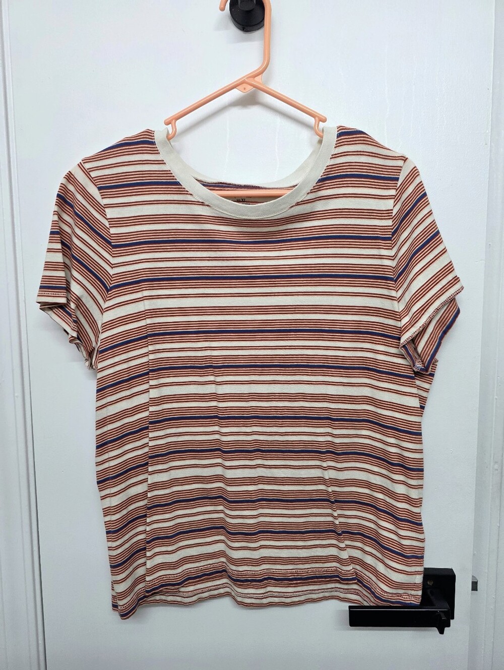 Madewell Striped Crew Tee in Cream, Rust & Navy
